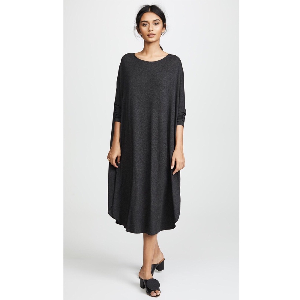 HATCH - The Jersey Drape Dress Charcoal, O/S
